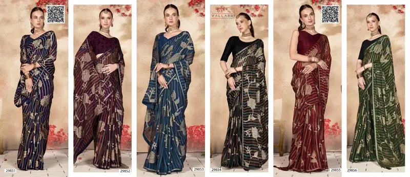 Archie By Vallabhi Floral Printed Brasso Sarees Wholesale Shop In Surat